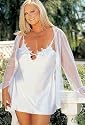 Plus Size Bridal White Satin Chemise & Sheer Robe Set!