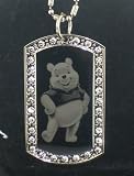 Winnie the Pooh Bear CZ Dog Tag Pendant Necklace