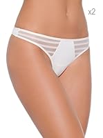 Selene Pack x 2 Tanga Tul Rayas Marfil XL