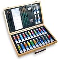 Watercolor Art Set Includes 35 Complete Painting Essentials In A Convenient Wood Carrying Case