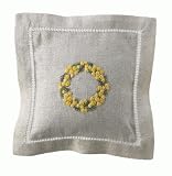 Hand Embroidered Ecru Linen Lavender Sachet, Poppy