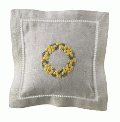 Hand Embroidered Ecru Linen Lavender Sachet, Poppy