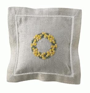 Hand Embroidered Ecru Linen Lavender Sachet, Poppy