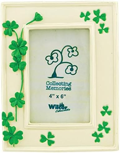 Small Green Clover Leaf Leaves Flower Collectible Photo Picture Frame, 2x3, St Patrick's Irish, Standing Table Top