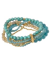 Baroni Trinidad Bracelet Set in 24K Gold Plate with Rutilated Quartz and Chinese Turquoise