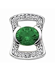 14K White Gold Oval Cut Chrome Tourmaline and Diamond Pendant -- LIFETIME WARRANTY