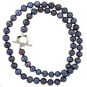 Pearl Freshwater Cultured Black Necklace Strand 6-7mm 18" Designer Bag Bucasi
