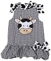 Mud Pie Baby Eieio Black and White Gingham Bubble Dress, Cow, 12 - 18 Months
