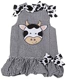 Mud Pie Baby Eieio Black and White Gingham Bubble Dress, Cow, 12 - 18 Months
