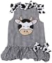 Mud Pie Baby Eieio Black and White Gingham Bubble Dress, Cow, 12 - 18 Months