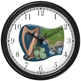 Icon of island - Harp, Shamrock, Emerald Isle Goidelic or European Theme Wall Clock by WatchBuddy Timepieces (Hunter Green Frame)