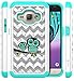 Galaxy J1 2016 Release Case, Galaxy Express 3 Case, Style4U Studded Rhinestone Crystal Bling Hybrid Armor Case for Samsung Galaxy J1 2016 / Galaxy Amp 2 / Express 3 with 1 Stylus [White/Teal]