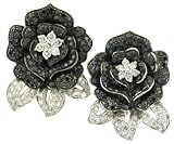 Ruffled Black Diamond Flower Earrings thumbnail