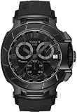 Tissot Men's T0484173705700 T-Race Black Chronograph Dial Black Rubber Strap Watch