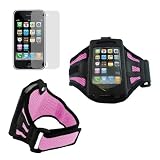 Pink Sport Mesh Armband + cLear screen protector for Apple iphone 3G 3GS 8GB 16GB 32GB