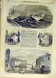 1853 CORK IRELAND MALLOW FLOODS BRIDGE RIVER OLD PRINT