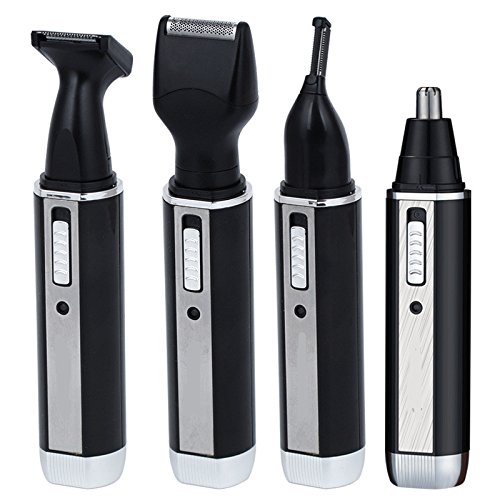 INWISH Ear, Nose & Brow eyebrow Trimmer Four Head 4 in 1 Wet-Dry Personal Facial Trimmer Battery-Operated Stainless Steel Detail Groomer - Best Father's Day Gifts (Electric 4 head)