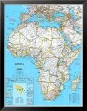 Africa Political Map Maps Framed Art Poster Print, 25x31