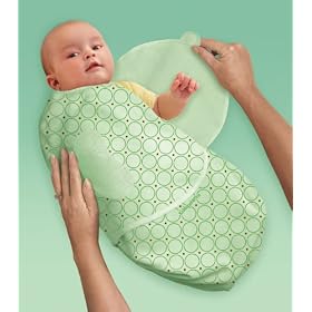 SwaddleMe Adjustable Infant Wrap - 100% Cotton Knit - Green Cocoa Dot - Small