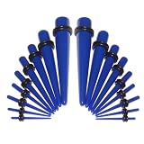 18 Piece Blue Ear Taper Stretching Kit - 18pc Blue Acrylic Ear Gauging Set 14g-00g.