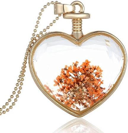 Sharefashion Transparent Golden Heart-shaped Locket Pendant Necklace Perfume Modeling (SF-150N42)