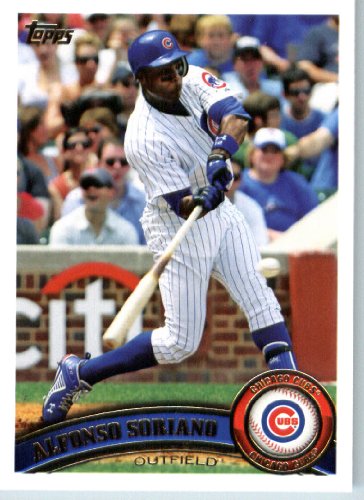 2011 Topps Baseball Card # 356 Alfonso Soriano - Chicago Cubs - MLB Trading Card (Series 2) in a Protective Screwdown Case