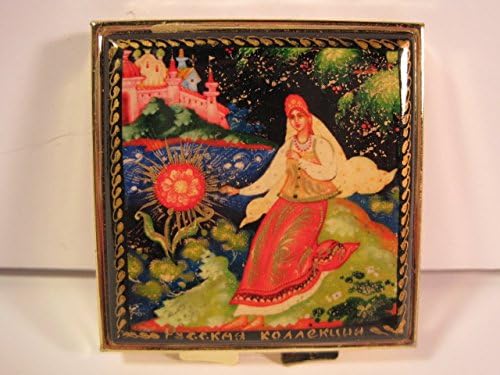 Quality Imports Compact Travel Mirror, Enamel Lid Decoration of Scheherazade from The Arabian Nights, 2 1/4 Inches