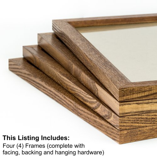 Craig Frames 8261610 8.5 by 11-Inch Picture Frame 4-Piece Set, Solid Wood, .84-Inch Wide, Honey Brown