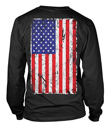 BIG Distressed American Flag Long Sleeve Mens T-Shirt Tee