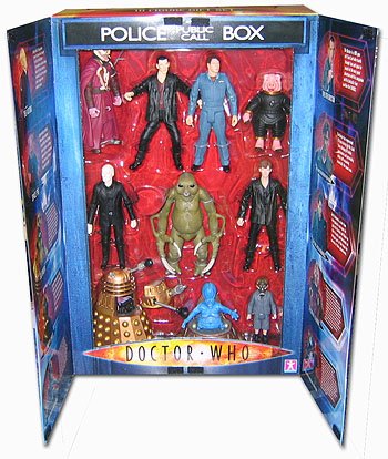 Childrens Toyshop  Toys : Doctor Who (Series 1) 5" Figure Set - 10 Figures in Public Call Box Gift Pack (Including 9th and 10th Doctor)