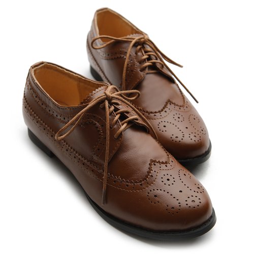 Ollio Womens Oxfords Lace Ups Low Heels Wingtip Dress Multi Colored Shoes