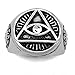ELFASIO Men Stainless Steel Rings Illuminati The All-Seeing-Eye Pyramid/Eye Symbol Ring Size 13
