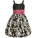 Bonnie Jean Girl PLUS SIZE 12.5-20.5 BLACK WHITE PINK FLORAL PRINT SHANTUNG BUBBLE SKIRT Special Occasion Wedding Flower Girl Party Dress