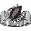 14K White Gold Smoky Quartz and Diamond Ring