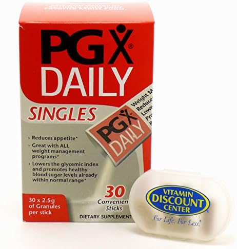 Bundle - 2 Items: 1 Bottle of PGX Daily Singles By Natural Factors - 30 Sticks and 1 VDC Pill Box