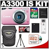 Canon PowerShot A3300 IS Digital Elph Camera (Pink) with 8GB Card + Case +  ....