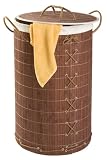Wenko 17771100 Laundry bin, Bamboo, dark brown