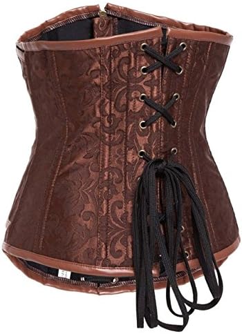 Jewlryfinds Fashion Double Zipper Steel Boned Underbust Lady Rock Brocade Corset