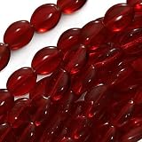 Czech Glass Flat Smooth Oval 8mm X 6mm Dark Ruby Red (25 Beads)