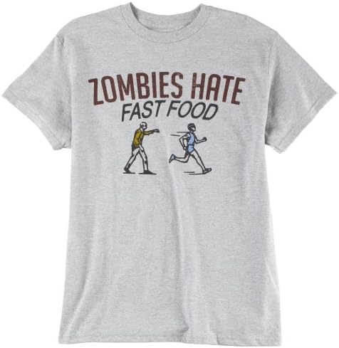 Ink Inc Mens Zombies Hate Fast Food T-Shirt Large Heather grey