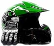 Youth Motocross ATV Helmet Dirt Bike MX , Gloves and Goggles Green, Medium