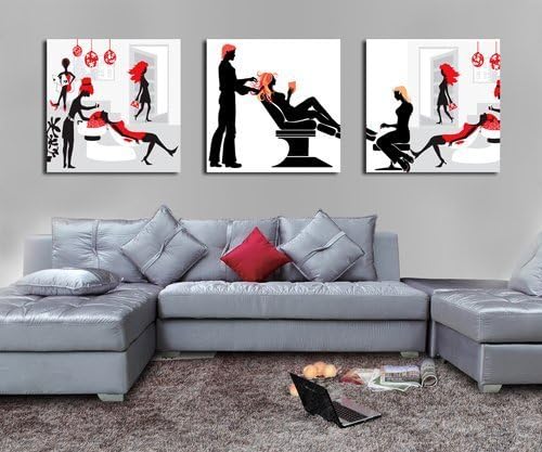 Spirit Up Art Huge Hair Salon Picture Painting on Canvas Print without framed, Modern Home Decorations Wall Art set of 3 Each is 50*50cm #cy-652 by Espritte Art