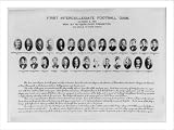 Historic Print (L): First intercollegiate football game, Novermber 6, 1869, won by Rutgers over Princeton