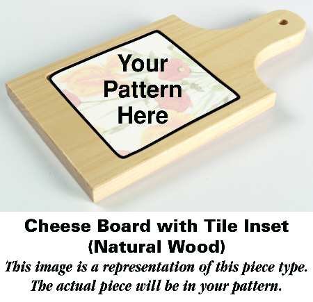 Tabletops Unlimited Rustic Natural Wood Cheese Board with Tile HC, Fine China Dinnerware