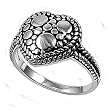 Sterling Silver Ring - Rhodiu Coated - 2mm Band Width and 14mm Face Height in Sizes: 5-9