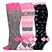 Hope for a Cure Breast Cancer Awareness Cotton Knee High Socks for Women 3-Pair (Pink Ribbons)