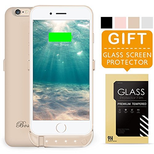 BoxLegend iPhone 6 6s Battery Case 3000mAh Polymer Battery 2.5hrs Fast Recharge Rate Black/White/Rose Gold battery Charger Charging Case Battery Pack Charger Case Gold