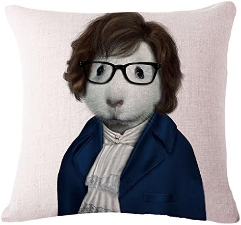 Ya Ya lucky Animal superstar Head Cotton Linen Square Decorative Throw Pillow Case Cushion Cover 18×18inch (2)