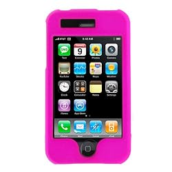 RUBBER FEEL Hot Pink Snap-On Cover Hard Case Phone Protector for Apple iPhone 3G