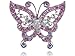 Alilang Adjustable Silvery Tone Iridescent Pink Rhinestones Butterfly Heart Ring